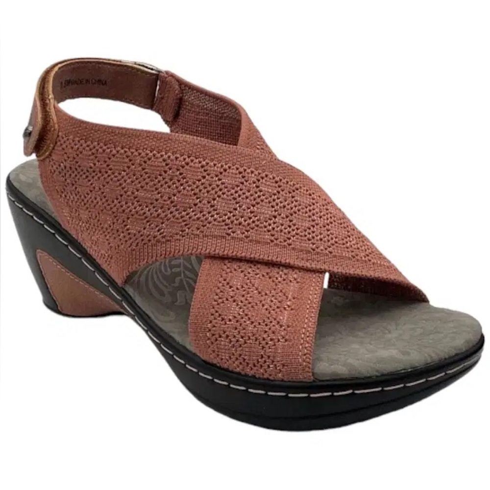 JBU by Jambu Women's Alyssa Shimmer Knit Wedge Heel Sandal Rose - Size 12 M